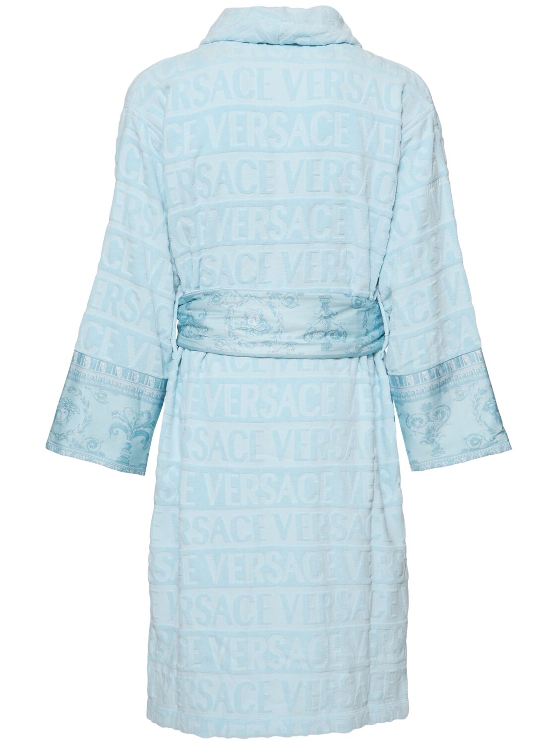 Shop Versace I Heart Baroque Bath Robe In Light Blue