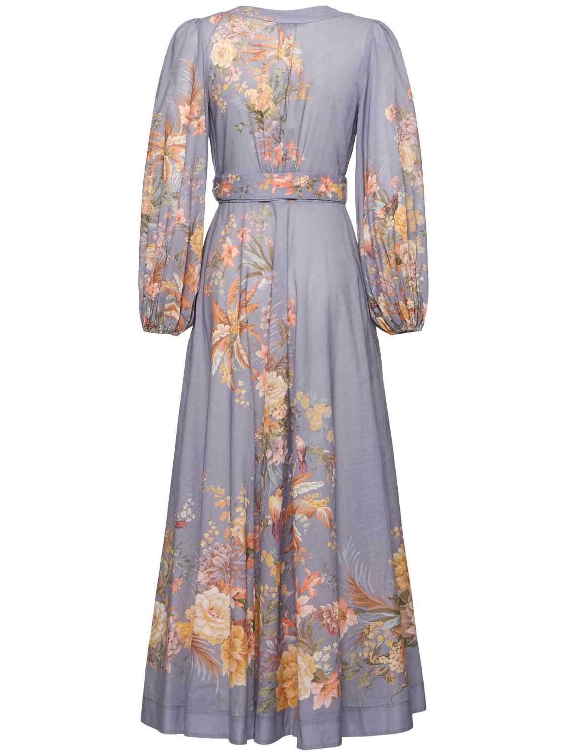 ZIMMERMANN TALLOW COTTON MIDI WRAP DRESS 