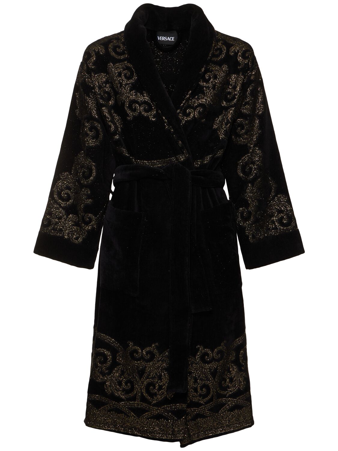 Versace Coupe Des Dieux Bathrobe In Black