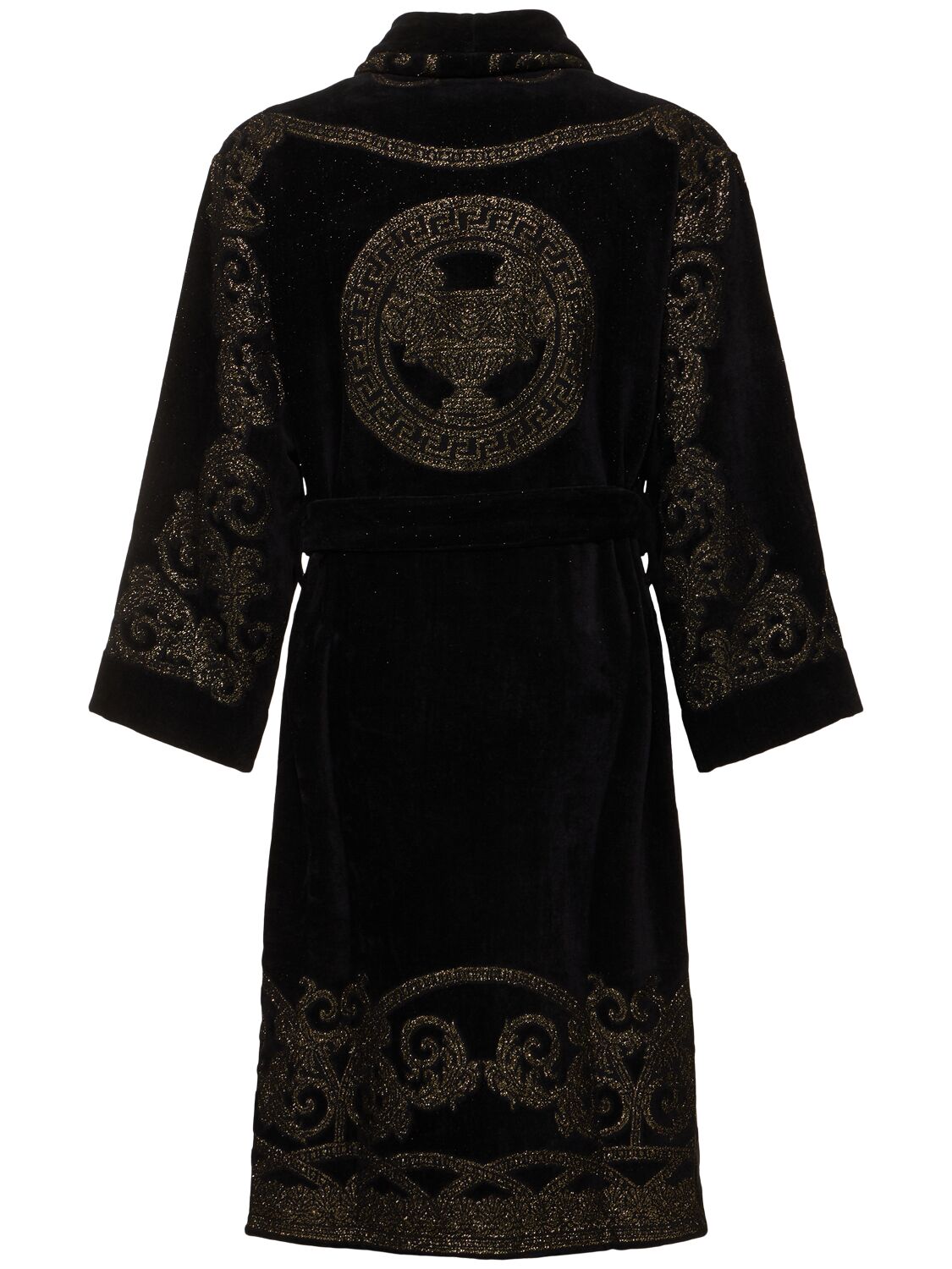 Versace Coupe Des Dieux Bathrobe In Black