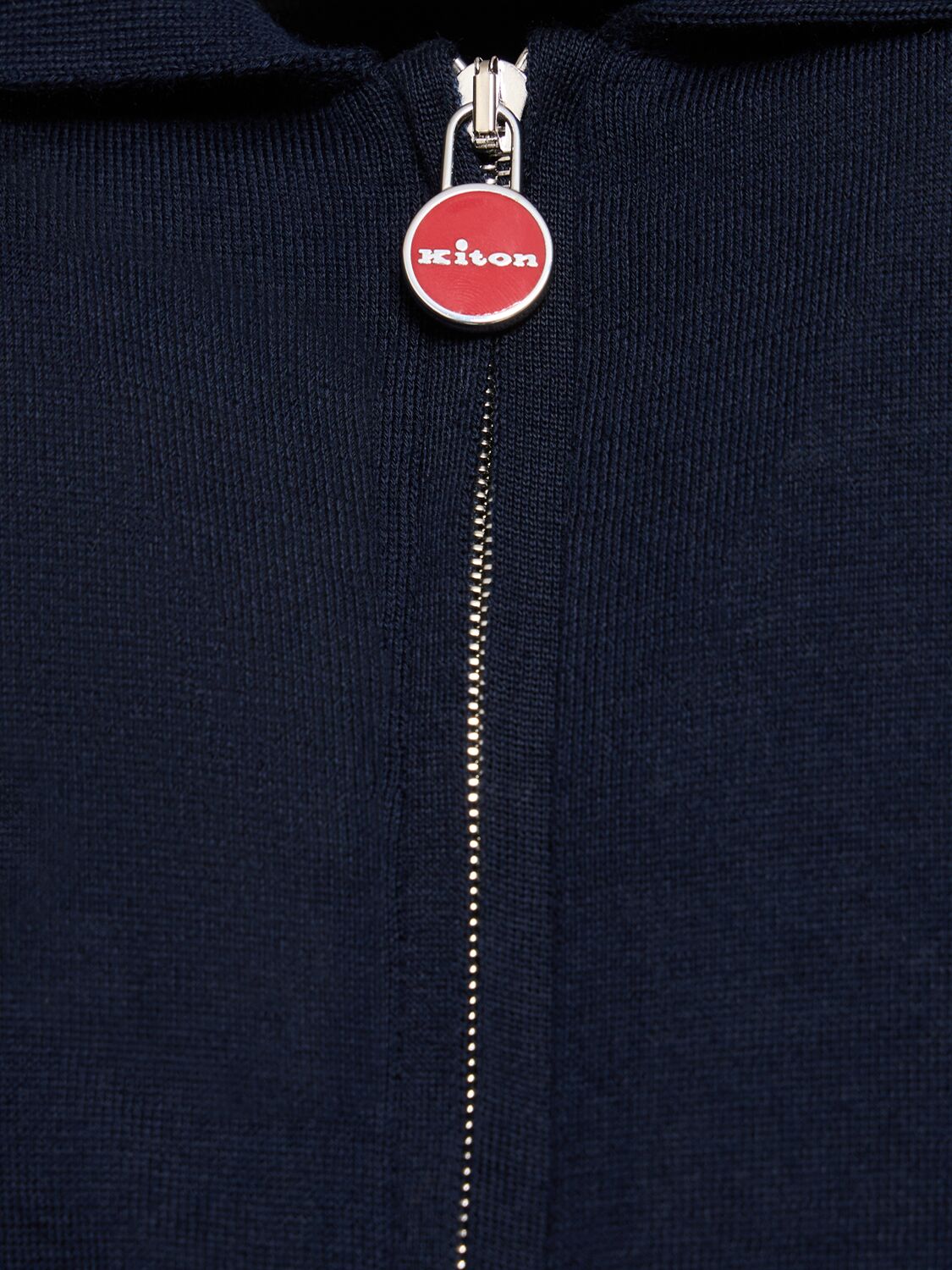 Shop Kiton Cotton Zipped Polo In Blue