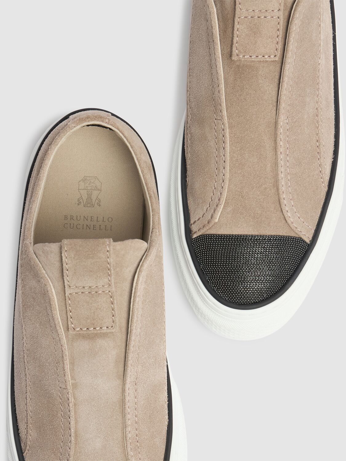 Brunello Cucinelli 20mm Suede Low Top Sneakers In Taupe