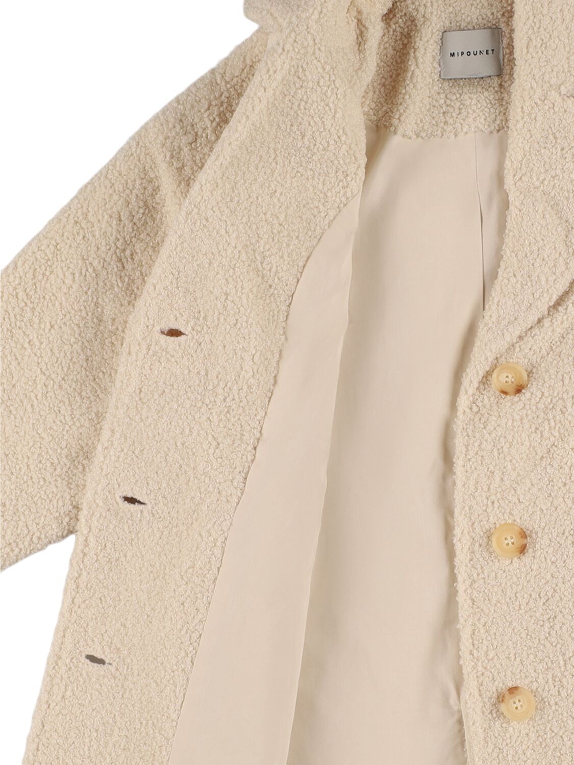 Mipounet Ada Padded Teddy Long Coat In Beige
