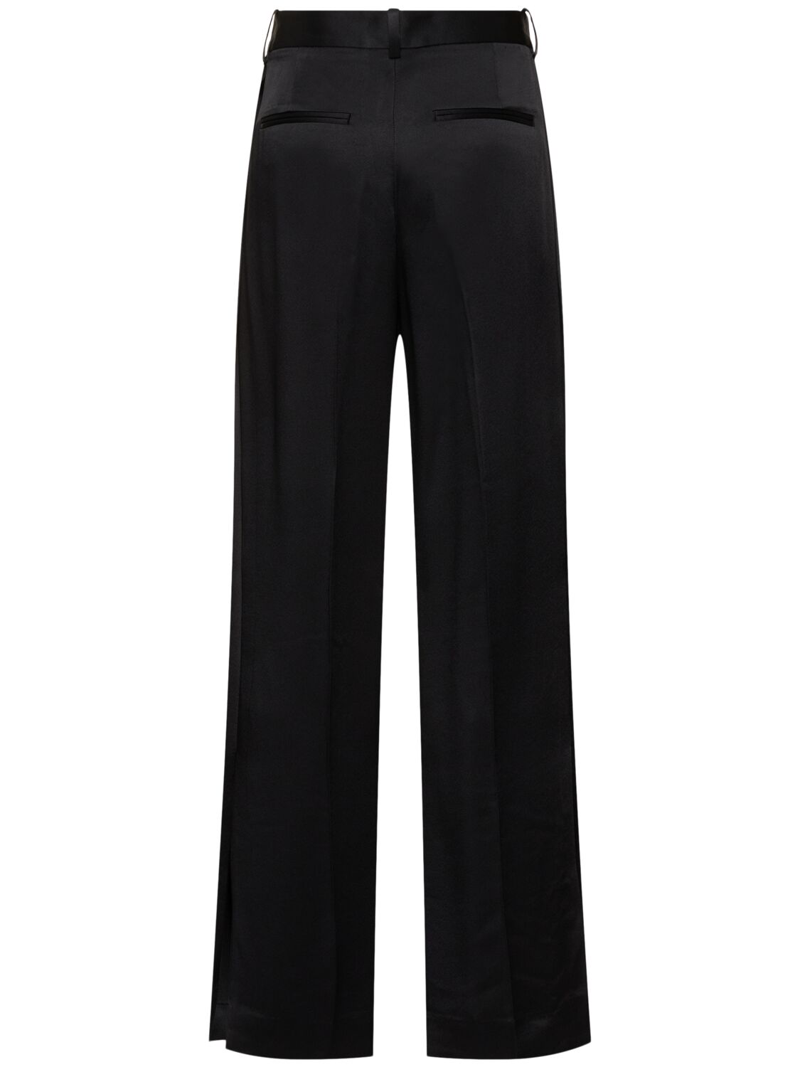 Totême Split-cuff Satin Wide Pants In Black