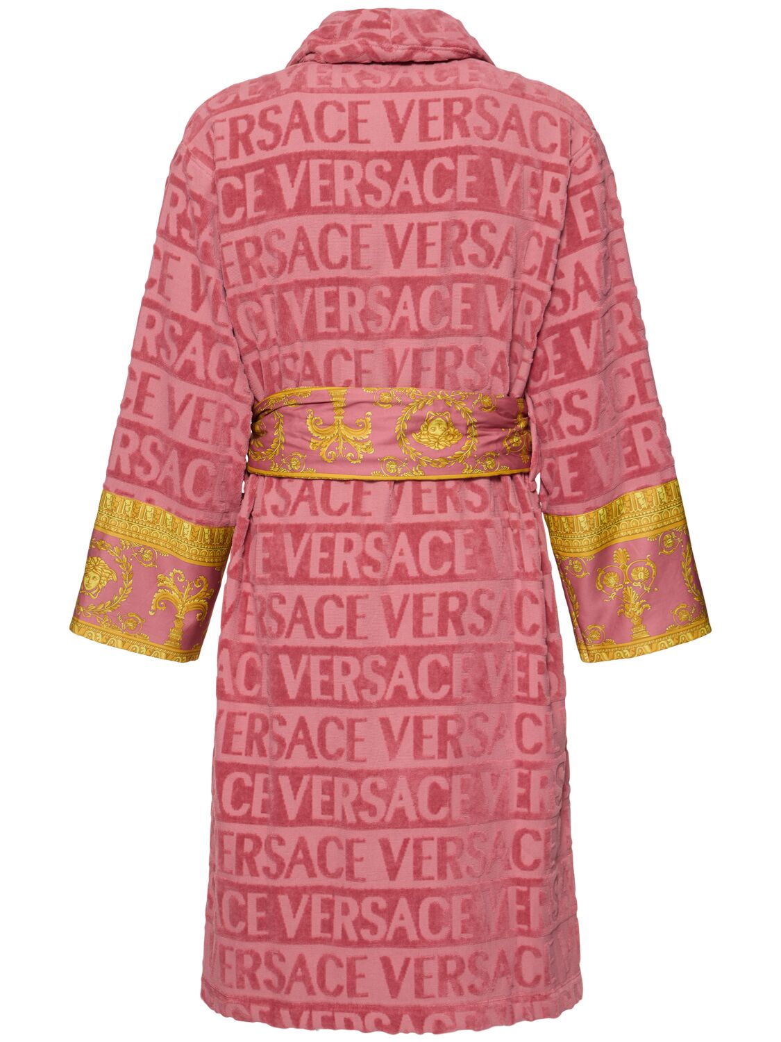 Shop Versace I Heart Baroque Bath Robe In Strawberry
