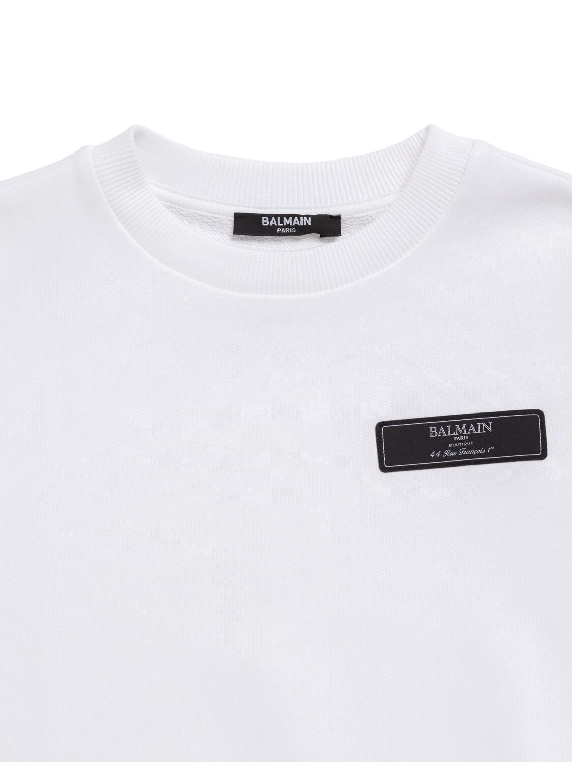 Shop Balmain Cotton Sweatshirt W/logo In White