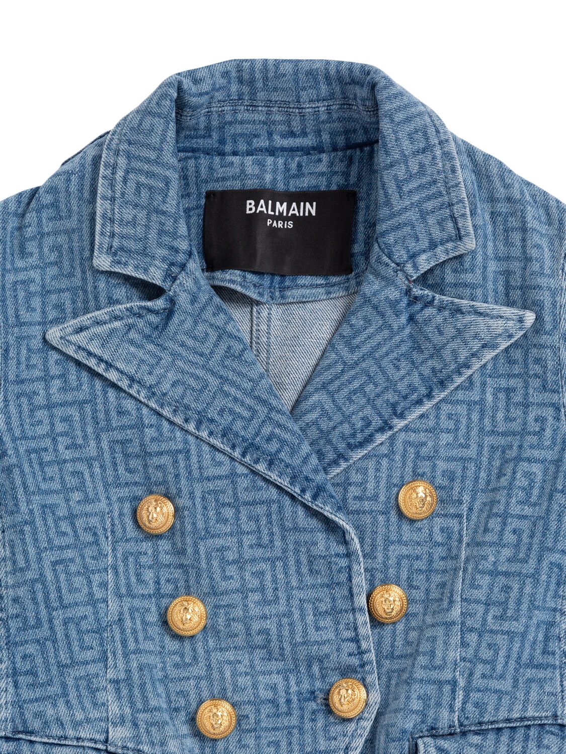 Balmain Stretch Cotton Denim Blazer In Blue