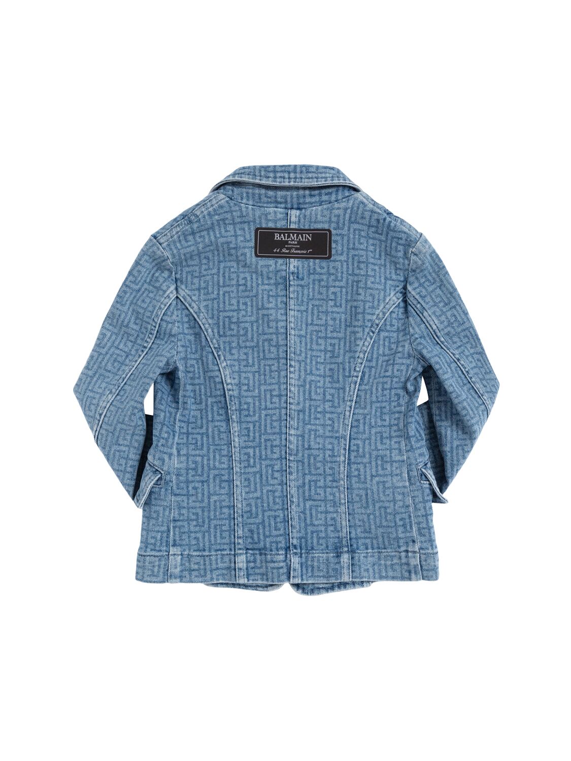 Balmain Stretch Cotton Denim Blazer In Blue