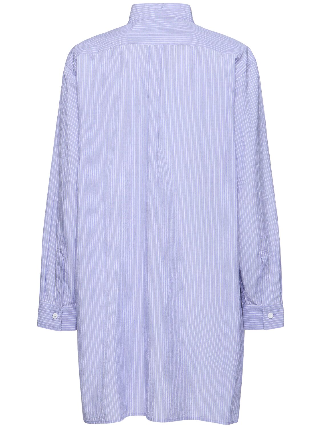 Yohji Yamamoto Striped Cotton Doubled Shirt In Light Blue/white