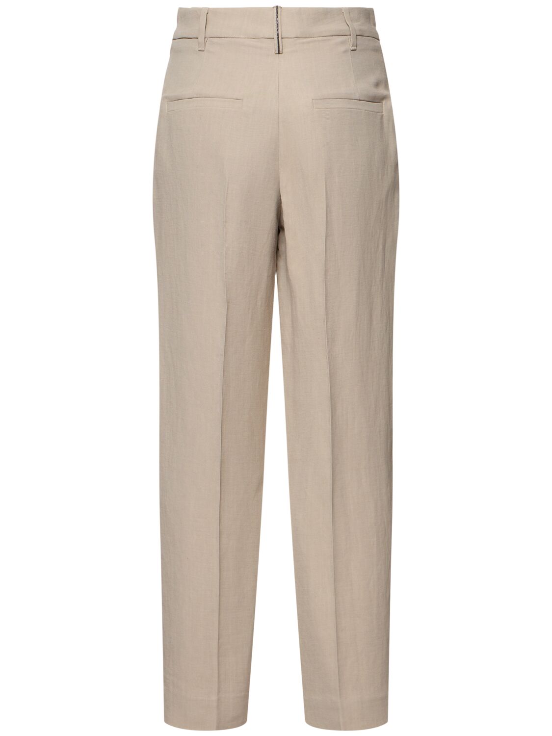 Brunello Cucinelli Cropped Tailored Trousers With Pleated Front In Beige