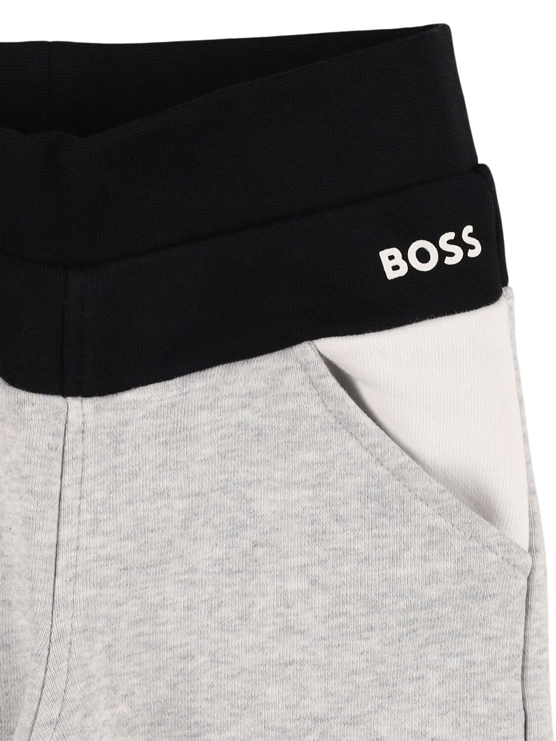 Hugo Boss Brushed Cotton Blend Sweatpants In Grey/black