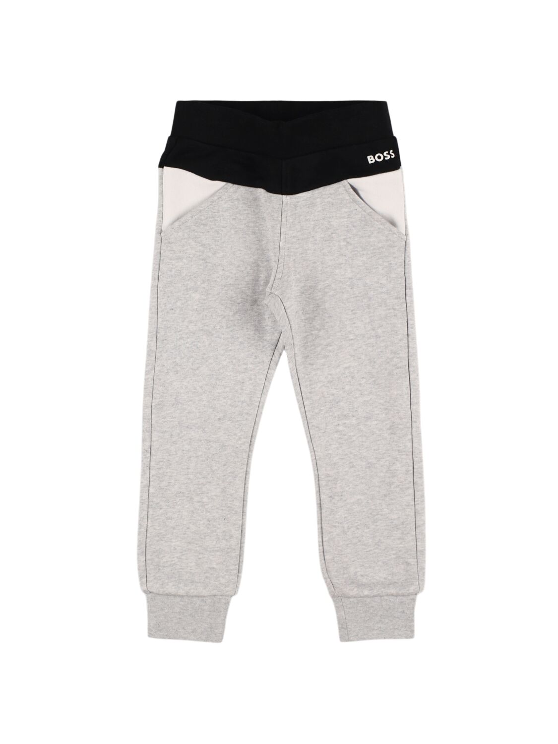 Hugo Boss Brushed Cotton Blend Sweatpants In Grey/black
