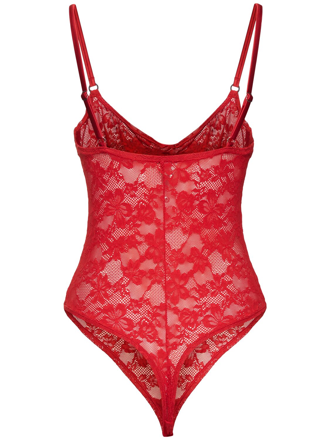 Fleur Du Mal Le Stretch Lace Bodysuit In Rouge In Red