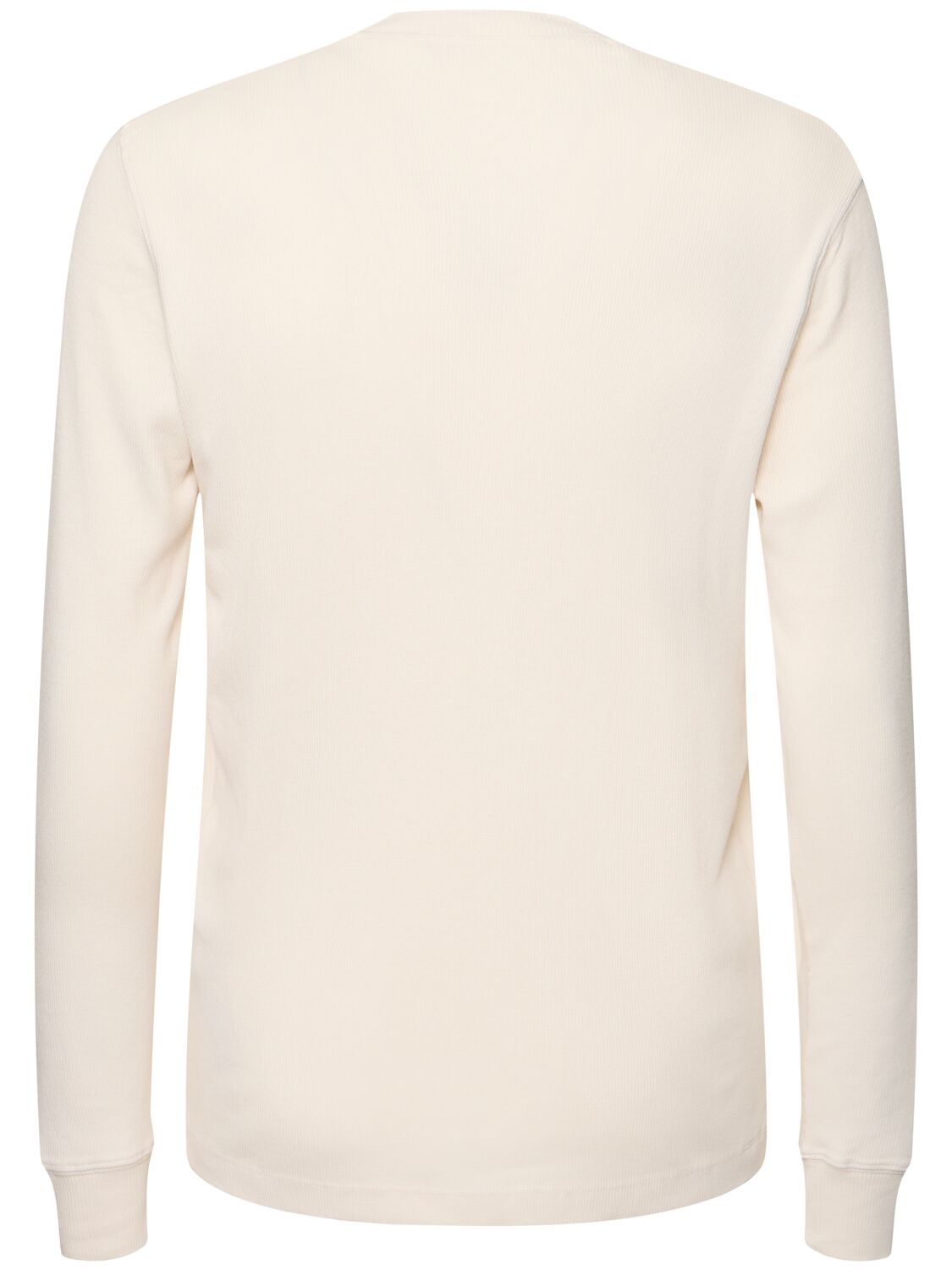 Shop Tom Ford Cotton & Modal Ribbed Henley T-shirt In Ivory
