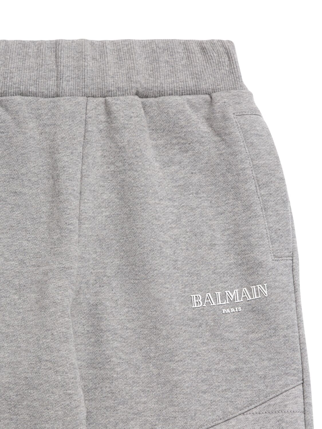 Shop Balmain Cotton Sweatpants W/logo In Grey