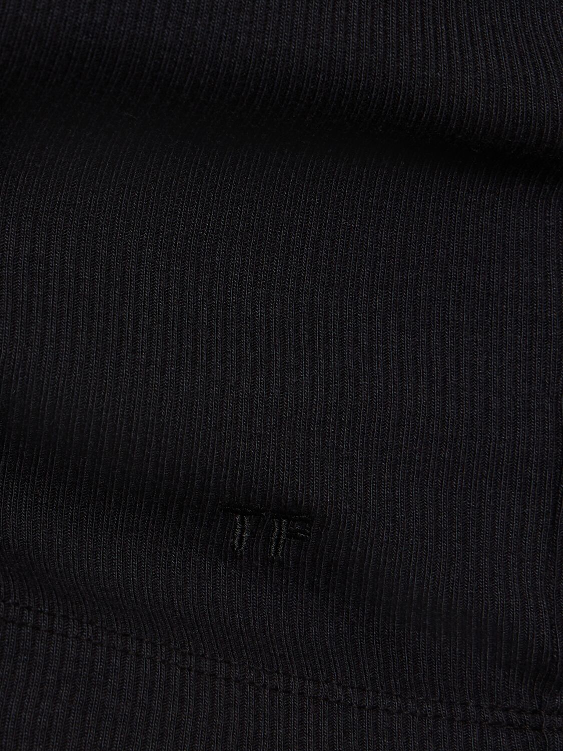 Tom Ford Mens Black Henley Ribbed Relaxed-fit Cotton-blend T-shirt In Black