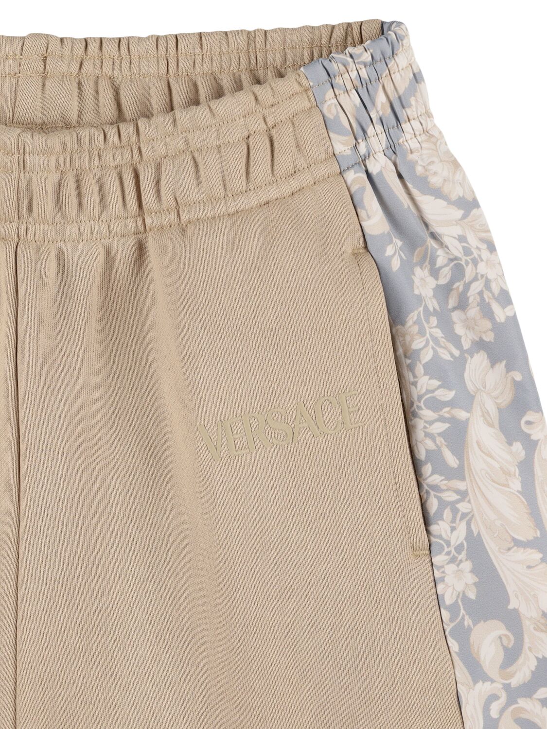 Versace Barocco Kids Paneled Sweatpants In Sand