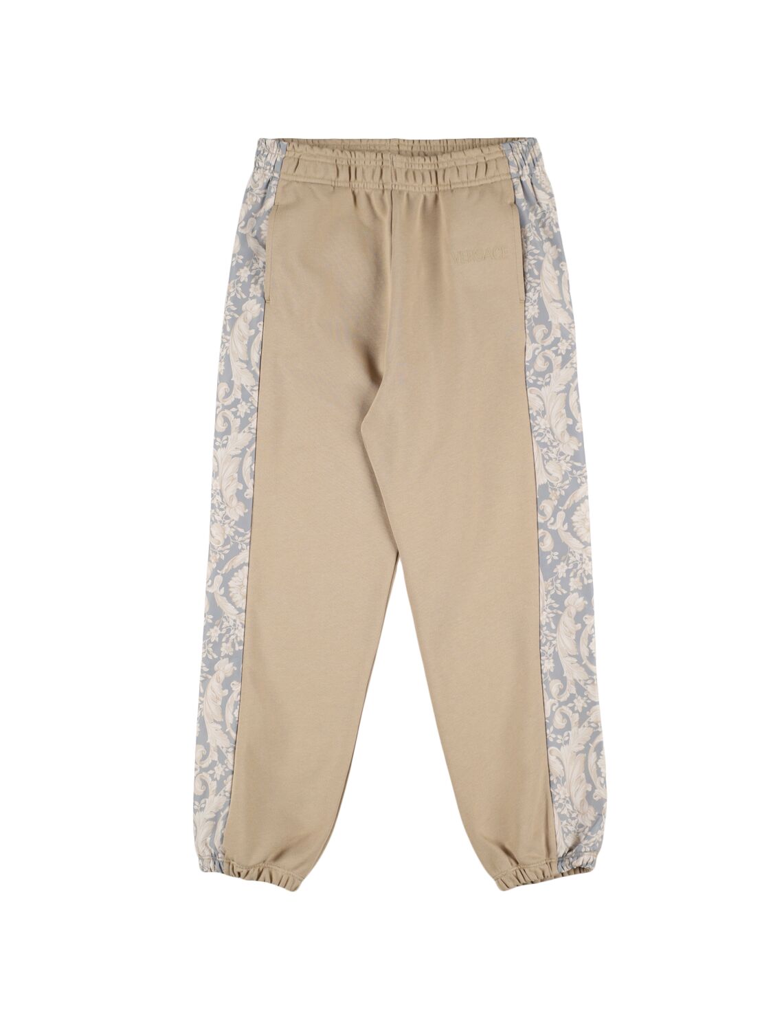 Versace Barocco Kids Paneled Sweatpants In Beige+imprimer
