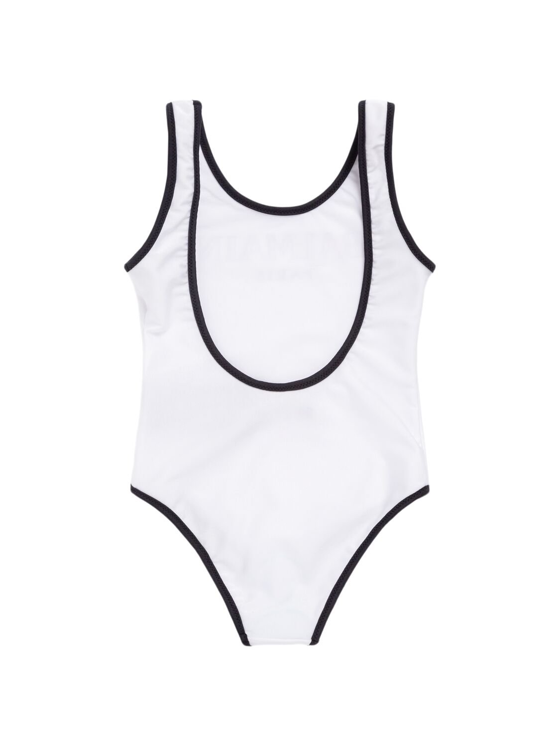 Shop Balmain Printed Lycra One Piece Swimsuit In White