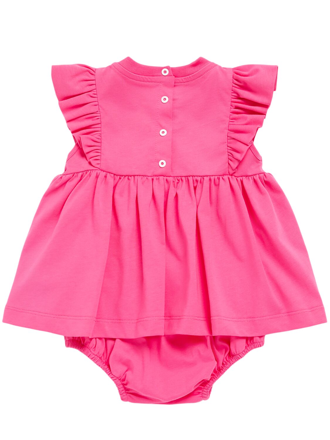 Shop Balmain Cotton Jersey Dress & Diaper Cover In Fuchsia