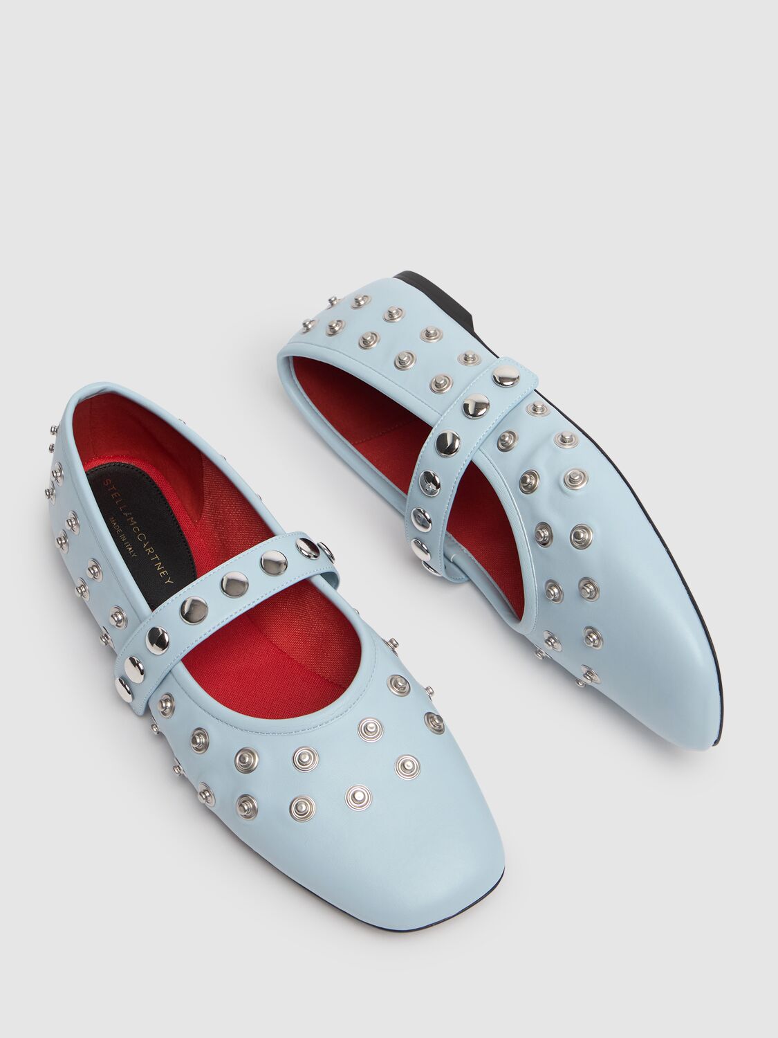 Shop Stella Mccartney Ryder Mary Jane Flats In Dusty Blue