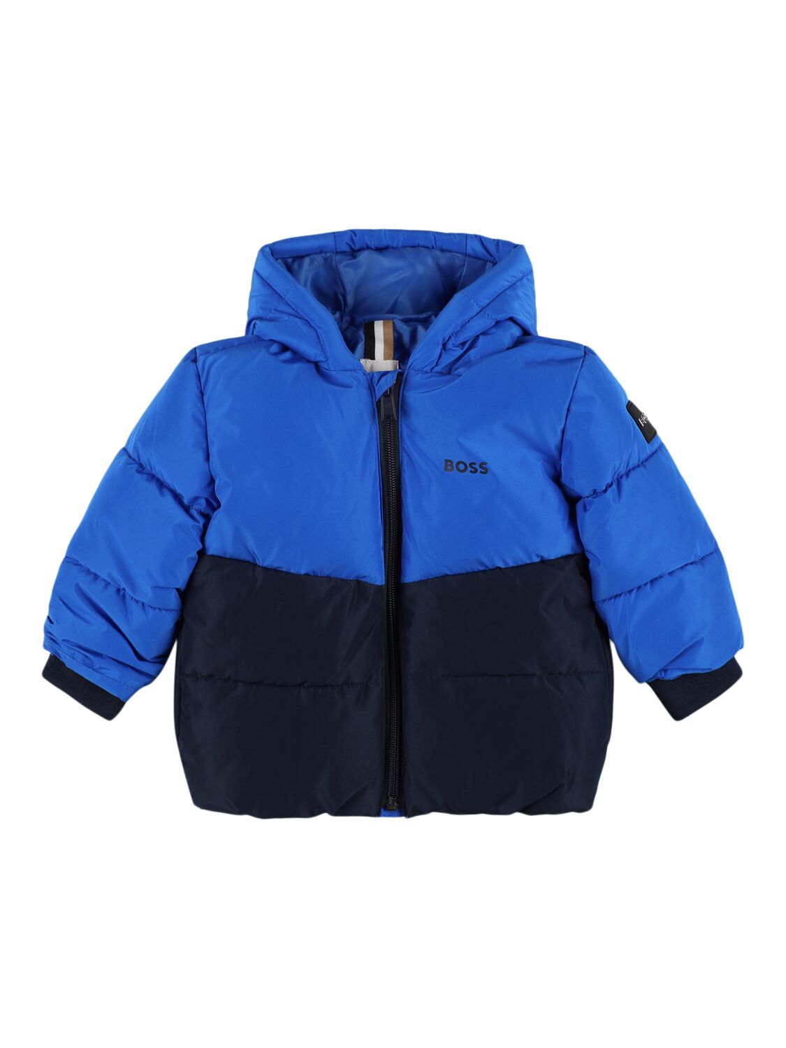 Hugo Boss Hooded Poly Puffer Jacket In Blue