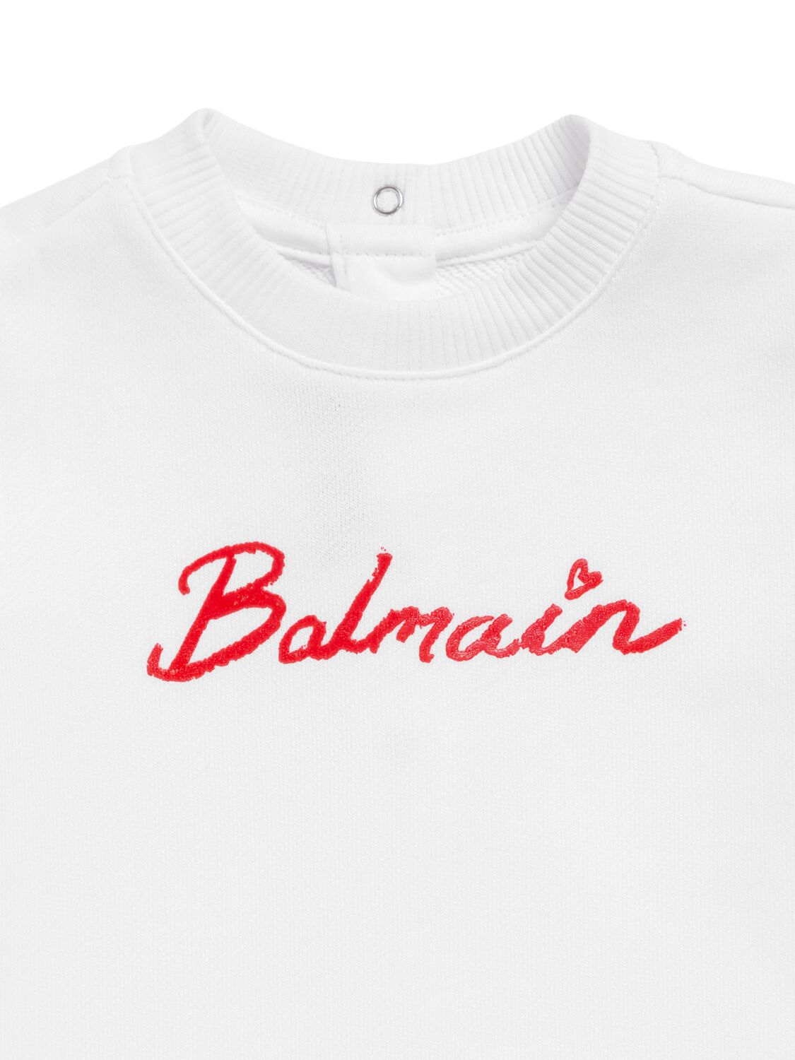 Balmain Cotton Jersey Dress & Diaper Cover In White/red