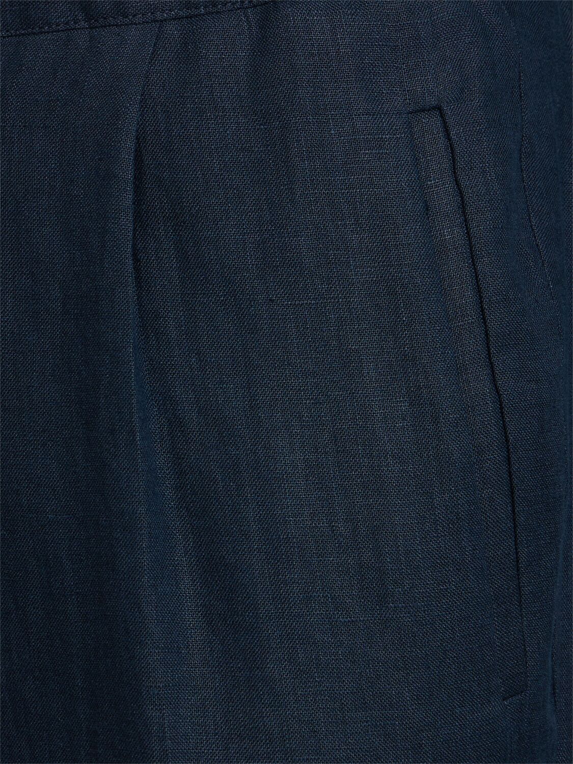 Shop Kiton Pleated Linen Pants In Blue