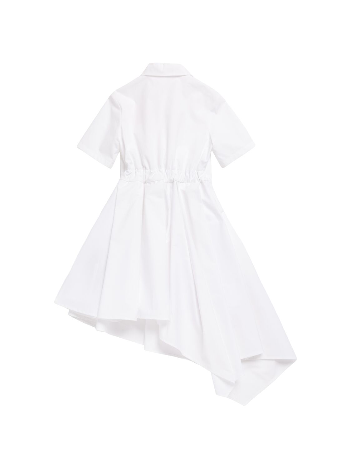 Balmain Logo Cotton Poplin Shirt Dress In White