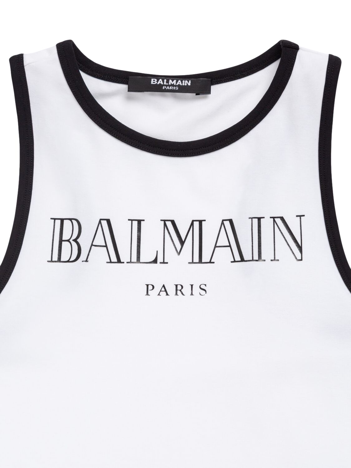 Balmain Printed Jersey Tank Top In White