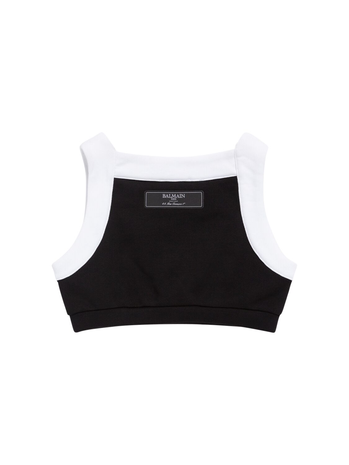 Balmain Cotton Crop Top In White/black