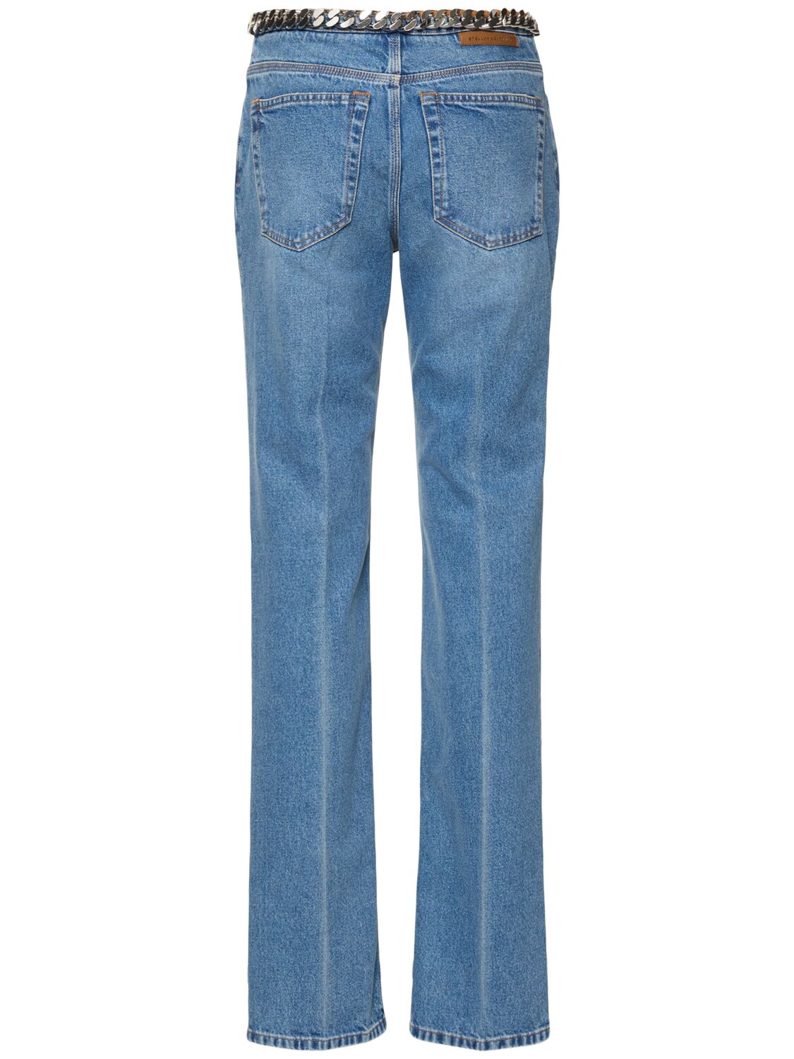 Stella Mccartney Chain Belt Denim Straight Jeans In Blue