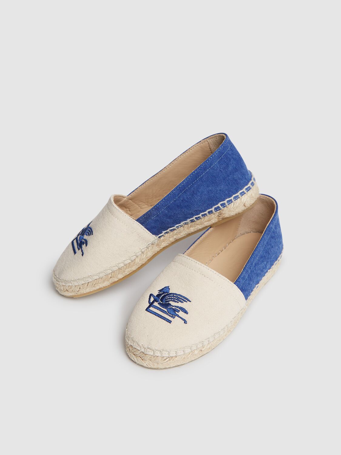 Etro Cotton Canvas Espadrilles In White/blue