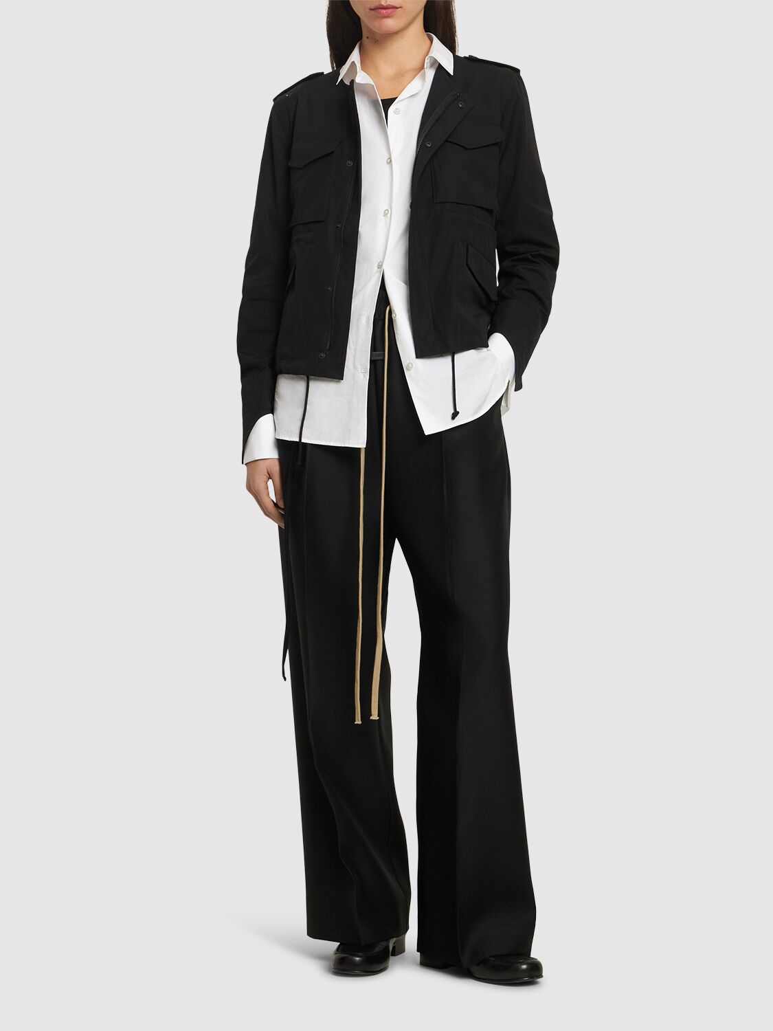 Yohji Yamamoto Collarless Cotton Jacket In Black