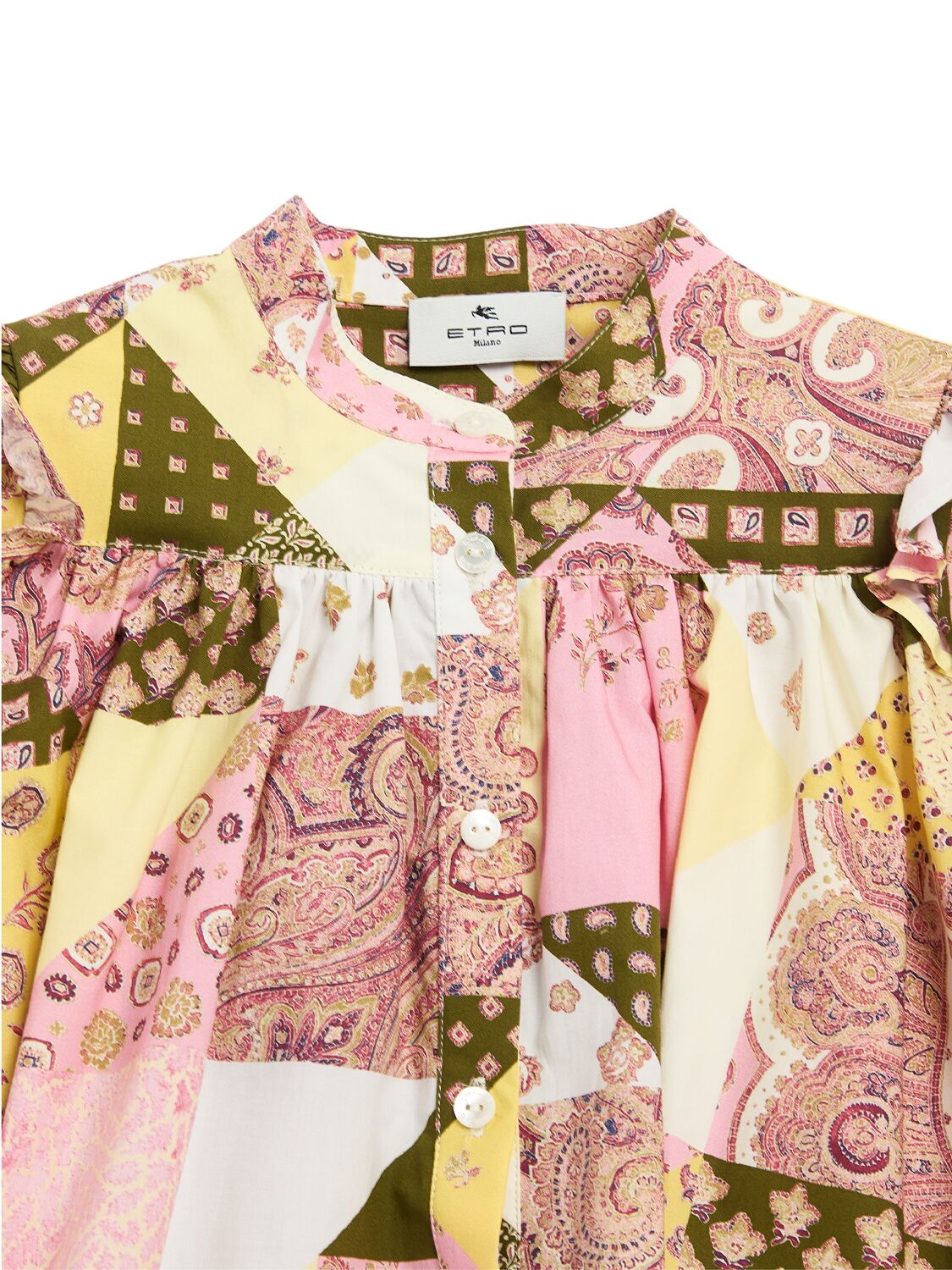 Etro Printed Cotton Poplin Shirt In Pink/multi
