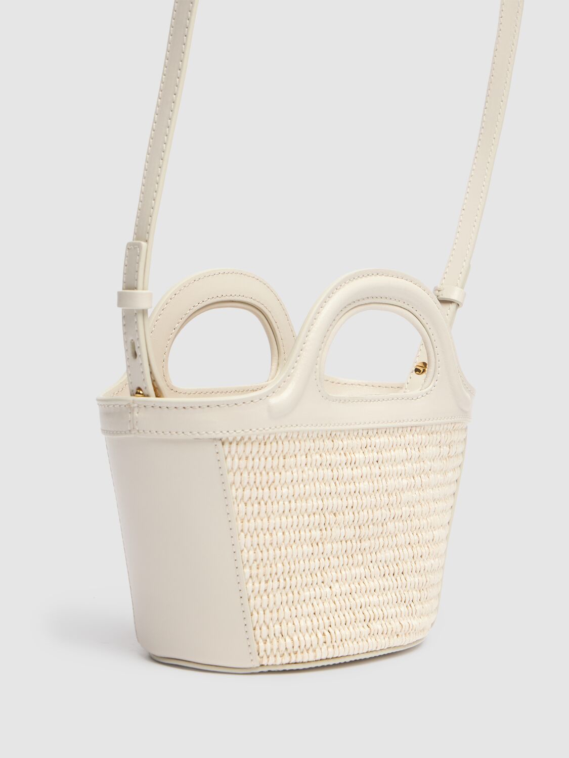 Shop Marni Micro Tropicalia Summer Top Handle Bag In Shell