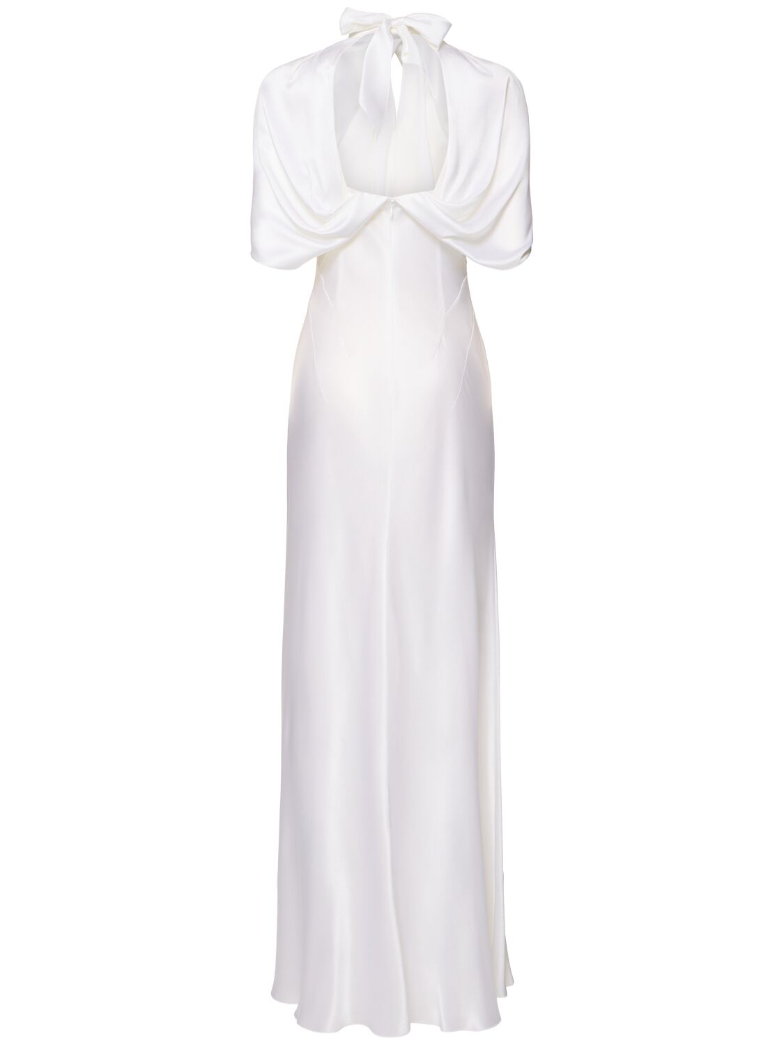 ワンピース A FERRETTI SS19 ABITO (A.0451.1614 2 WHITE) Alberta Ferretti Short Sleeve Satin Long Dress In White
