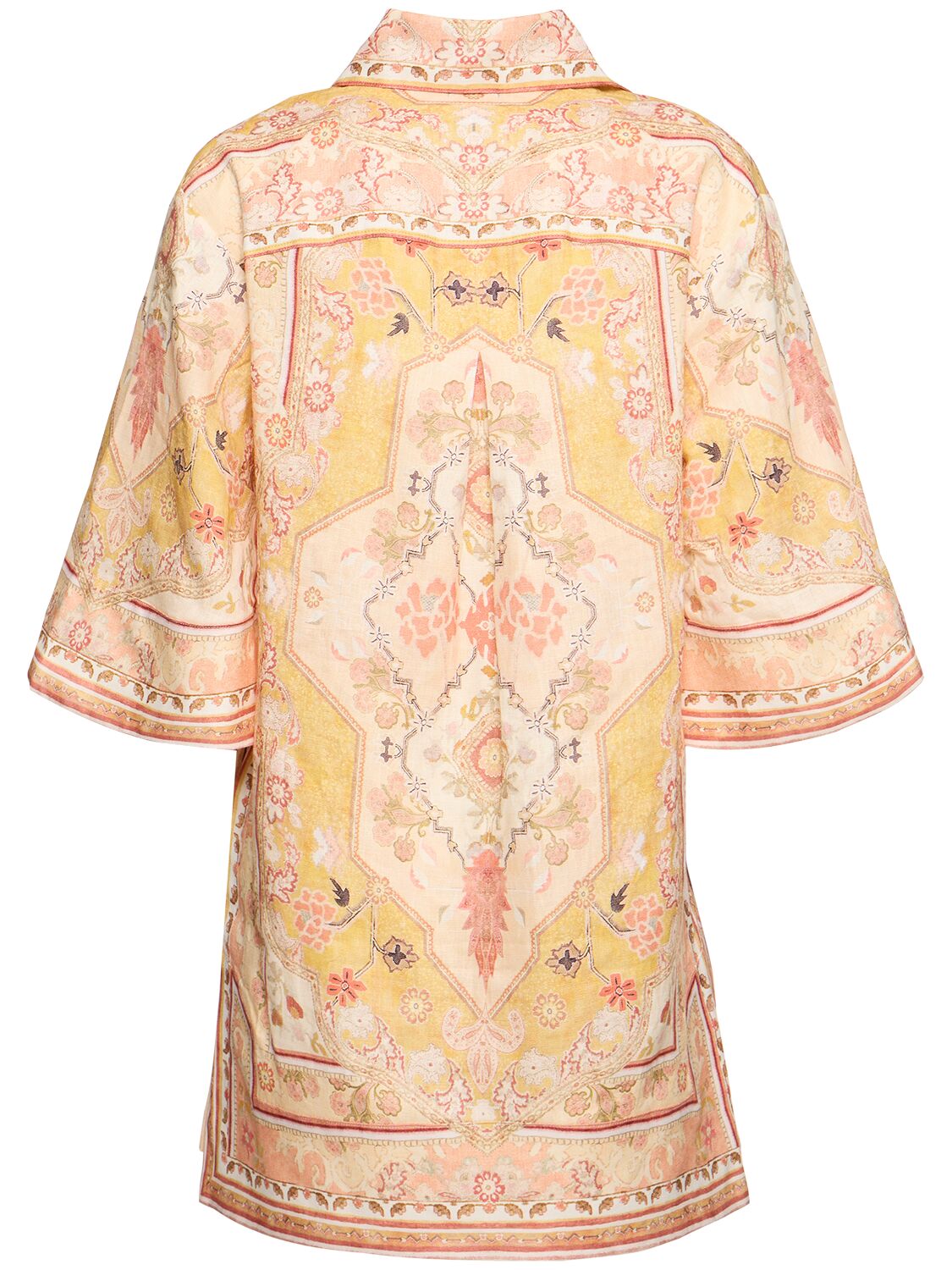 Zimmermann Wylie Printed Linen Tunic In Yellow/multi