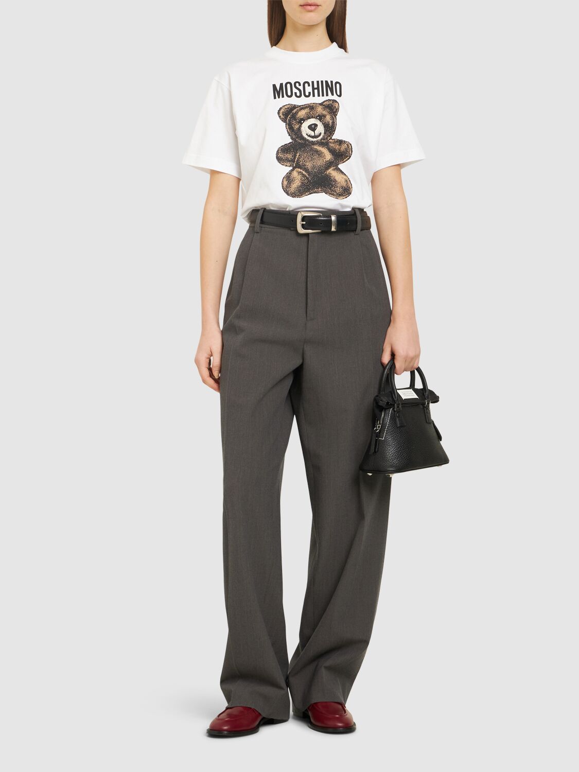 Moschino Logo Printed Cotton Jersey T-shirt In White