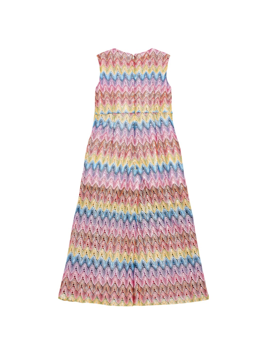 Shop Missoni Cotton Blend Knit Jumpsuit In Multicolor