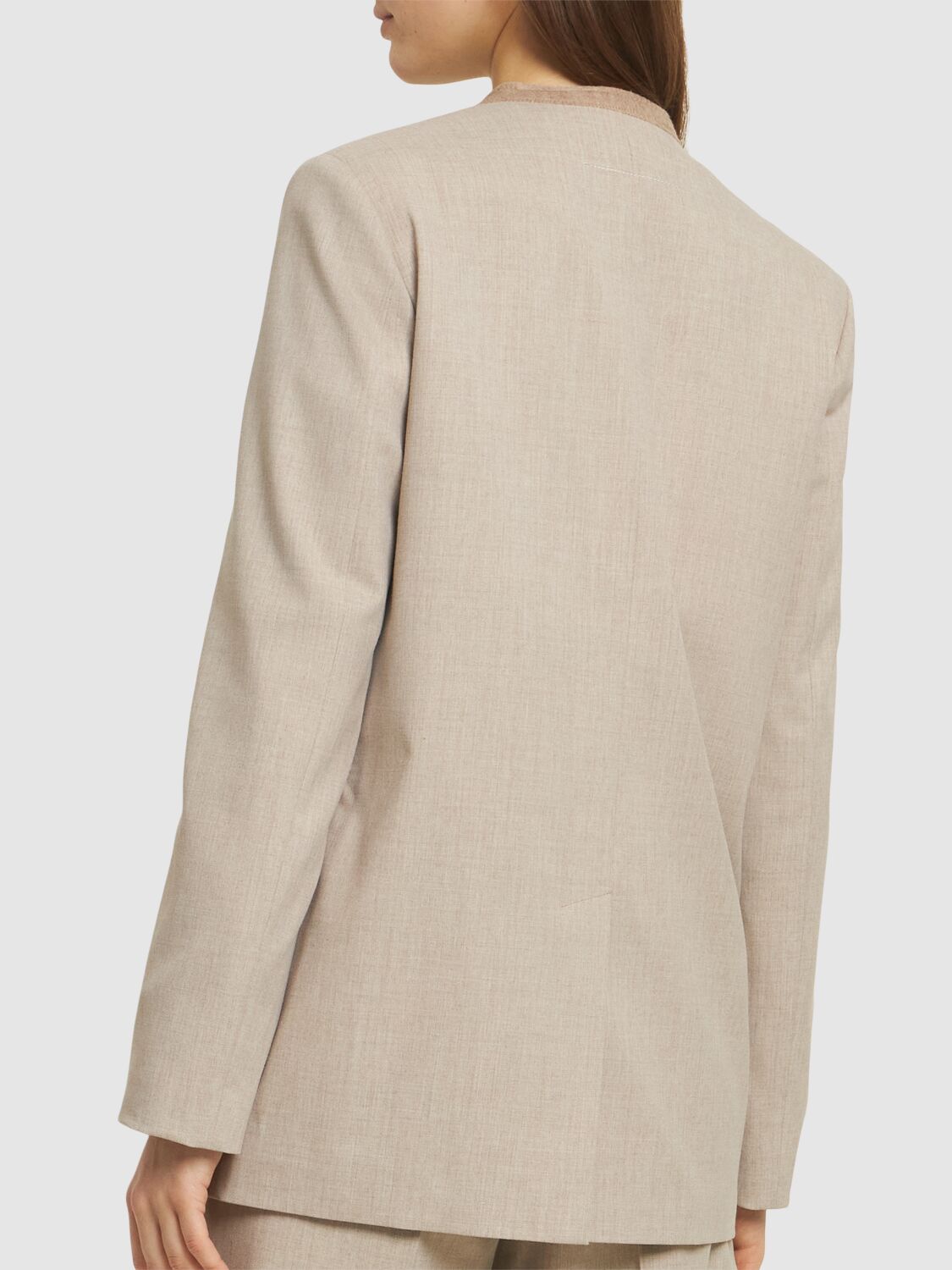 Shop Mm6 Maison Margiela Tailored Viscose Blend Blazer In Taupe