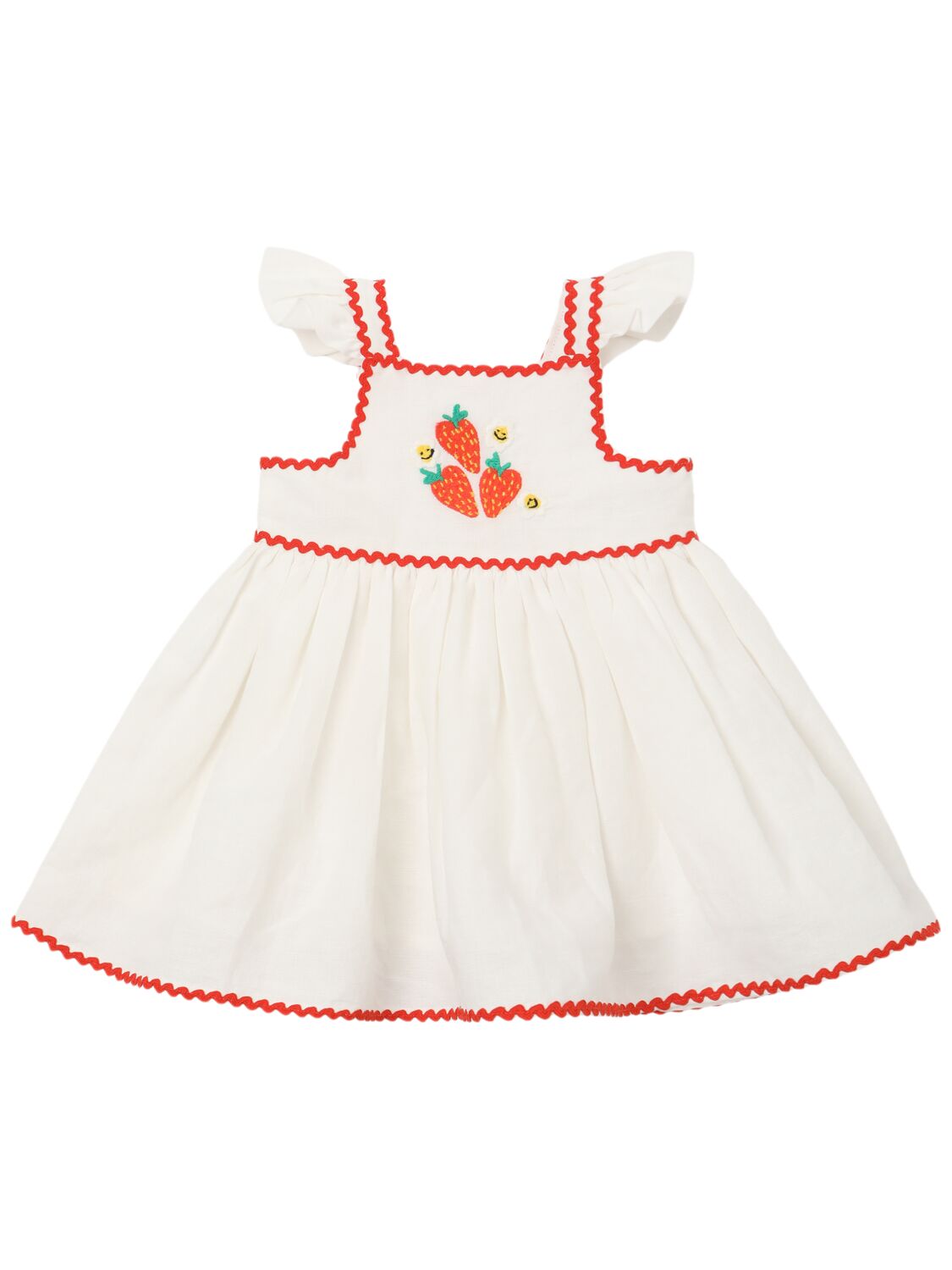 Stella Mccartney Embroidered Cotton & Linen Dress In Off-white