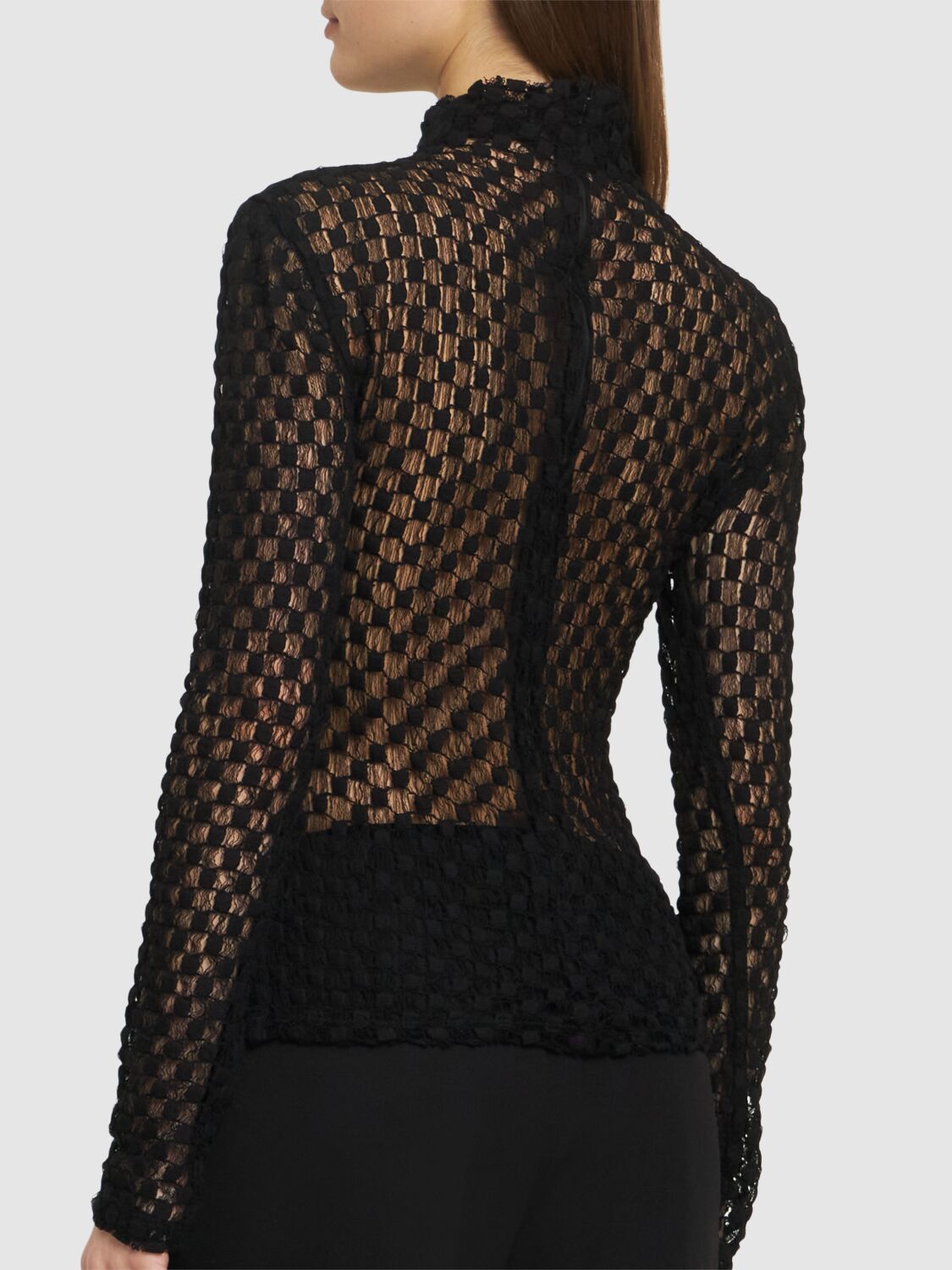 Rohe Cotton-blend Lace Turtleneck Top In Black