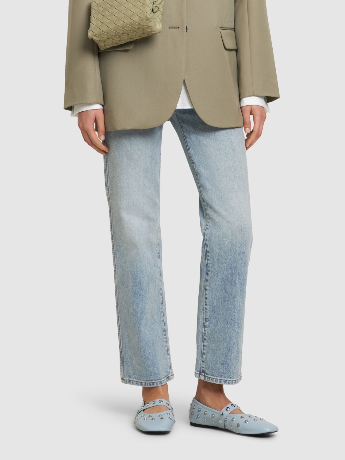 Shop Stella Mccartney Ryder Mary Jane Flats In Dusty Blue