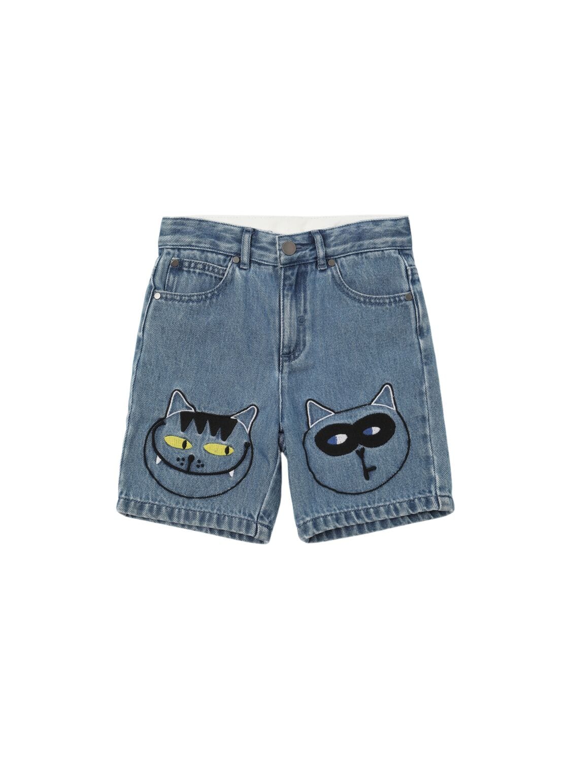 Embroidered Cotton Denim Shorts