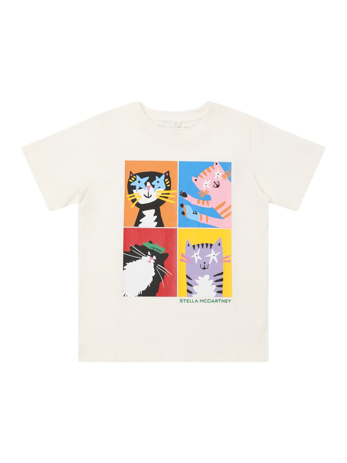 Stella Mccartney Cat Print Cotton Jersey T-shirt In White