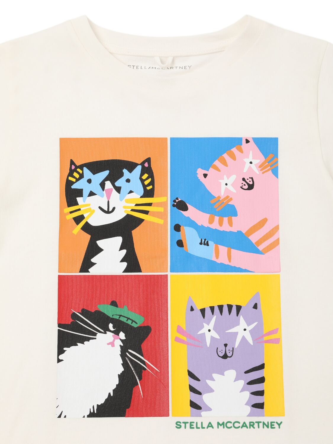 Stella Mccartney Cat Print Cotton Jersey T-shirt In White