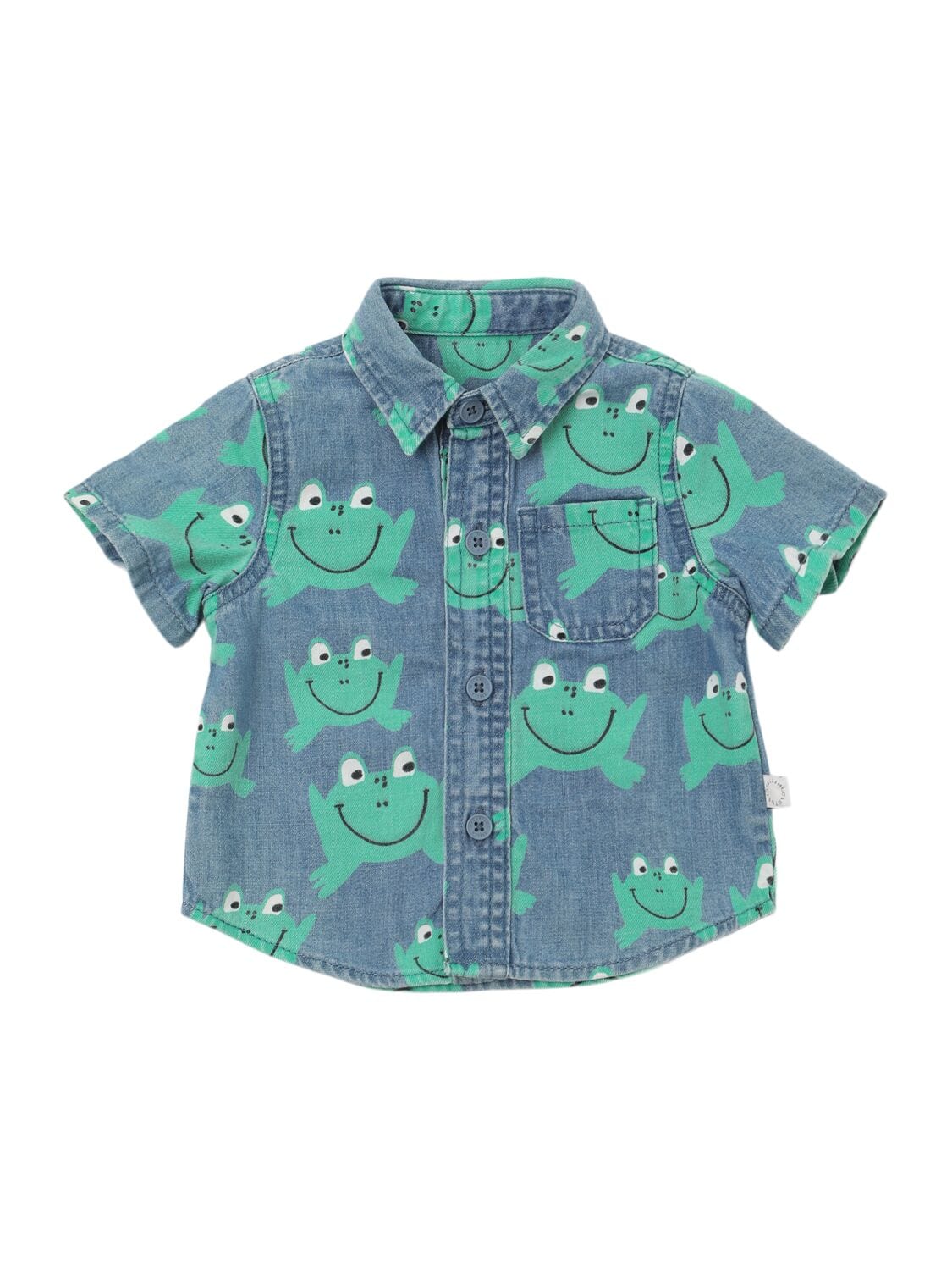 Frog Print Cotton Denim Shirt