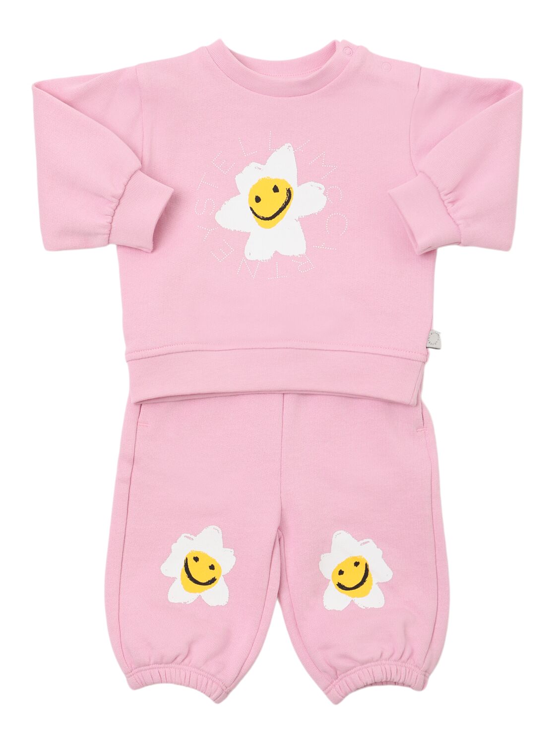 Stella Mccartney Flower Print Jersey Sweatshirt & Pants In Pink