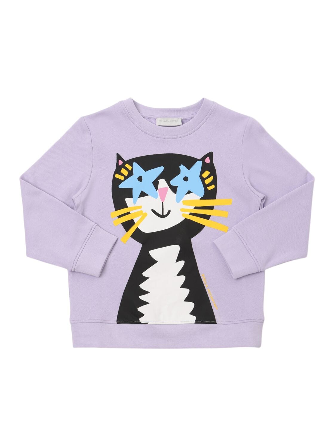 Cat Print Cotton Crewneck Sweatshirt